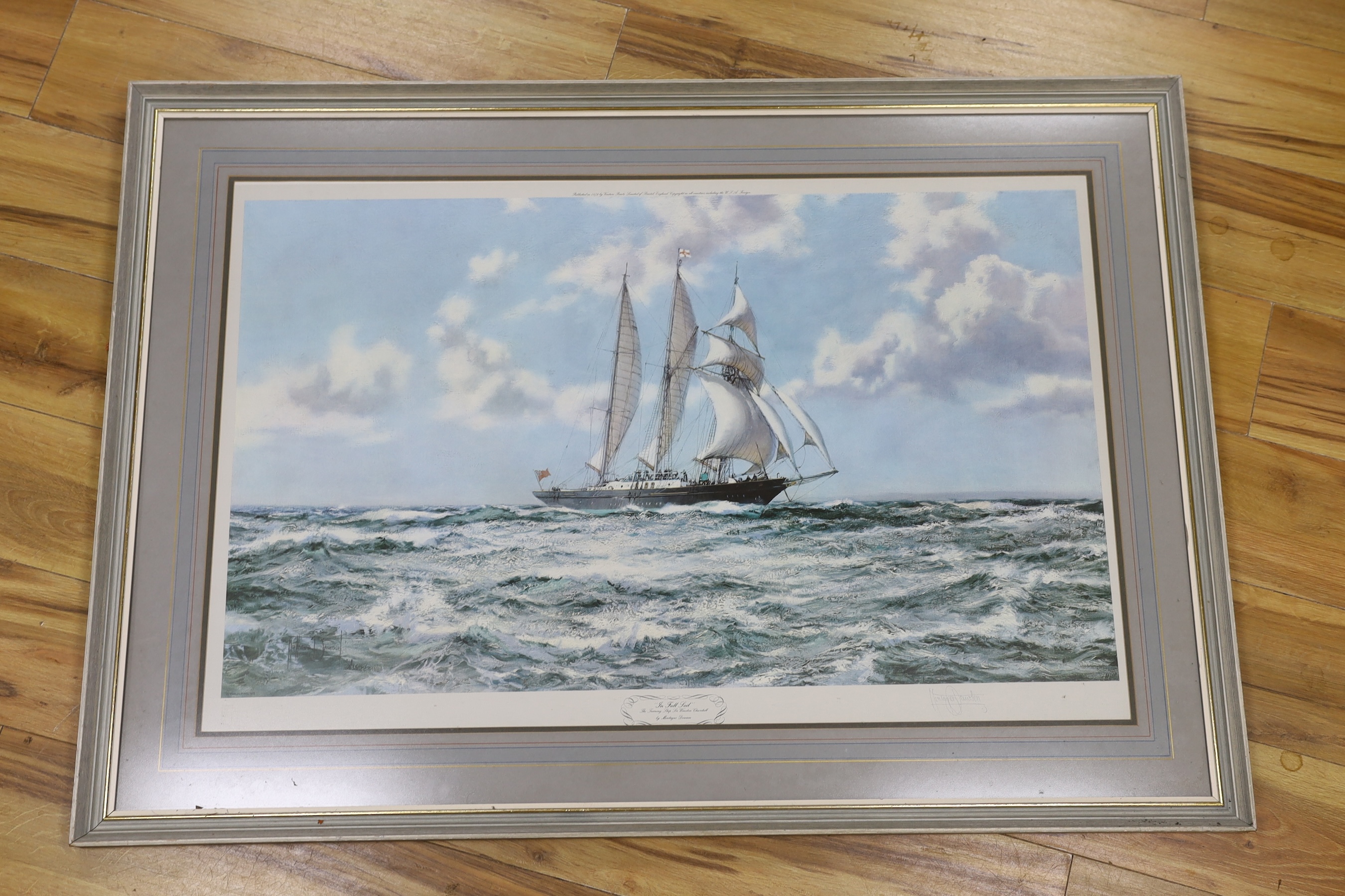 Montague Dawson, signed limited edition print, 'In Full Sail' - the training ship Sir Winston Churchill', signed in pencil, 59 x 94cm